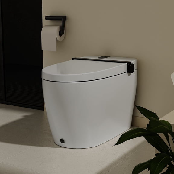 GT Smart Toilet with Built-in Bidet Seat, Auto Open/Close Seat, Foot Sensor, LED, Night Light, Warm Water & Dryer, Side Knob With Multiple Controls