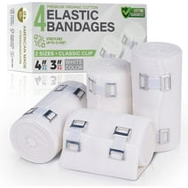 GT Soft | Latex Free White | Organic USA Cotton Elastic Bandage | Set of Two 4 inch & Two 3 inch Wraps (White)