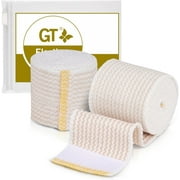 GT USA Cotton Elastic Bandage Wrap 2 Wide, 2 Pack | Hook & Loop Fasteners at Both Ends | Latex Free | Hypoallergenic Compression Roll for Sprains & Injuries
