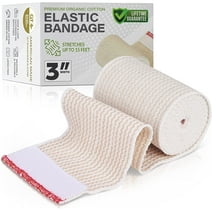 GT USA Organic Cotton Elastic Bandage Wrap (3" Wide, 1 Pack) | Hook & Loop Fasteners at Both Ends | Latex Free | Hypoallergenic Compression Roll for Sprains & Injuries