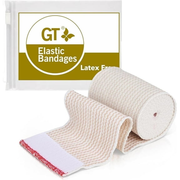 GT USA Cotton Elastic Bandage Wrap (3" Wide, 1 Pack) | Hook & Loop Fasteners at Both Ends | Latex Free | Hypoallergenic Compression Roll for Sprains & Injuries