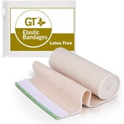 GT USA Cotton Elastic Bandage Wrap 6" Wide, 1 Pack | Hook & Loop Fasteners at Both Ends | Latex Free | Hypoallergenic Compression Roll for Sprains & Injuries