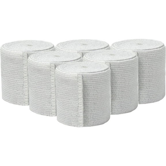 GT USA Cotton Soft Woven White (2" Width, 6 Pack) | Cotton Elastic Bandage Wrap | Latex Free | Hook & Loop Fastener at One End | Hypoallergenic Compression Roll for Sprains & Injuries