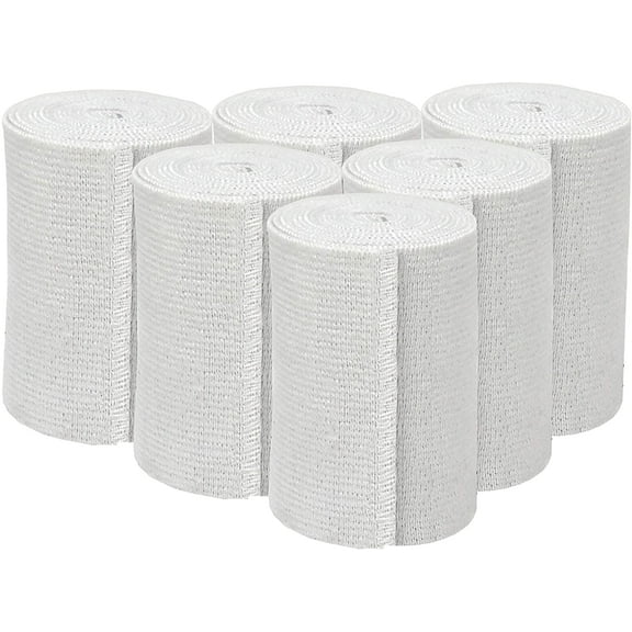GT USA Cotton Soft Woven White (3" Width, 6 Pack) | Cotton Elastic Bandage Wrap | Latex Free | Hook & Loop Fastener at One End | Hypoallergenic Compression Roll for Sprains & Injuries