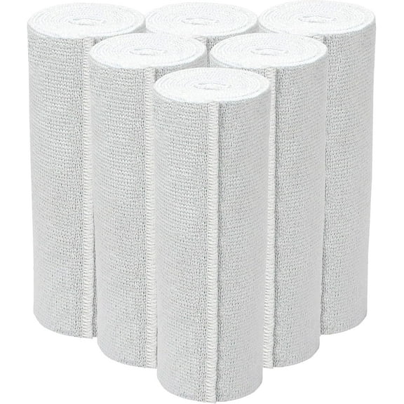 GT USA Cotton Soft Woven White (6" Width, 6 Pack) | Cotton Elastic Bandage Wrap | Latex Free | Hook & Loop Fastener at One End | Hypoallergenic Compression Roll for Sprains & Injuries