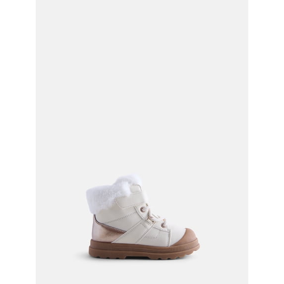 Wonder Nation Toddler Girls' Bump Toe Winter Booties with Faux Fur Trim
