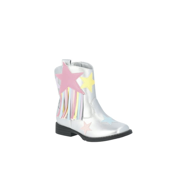 Wonder Nation Toddler Girls' Silver Tone Cowboy Boots with Fringe