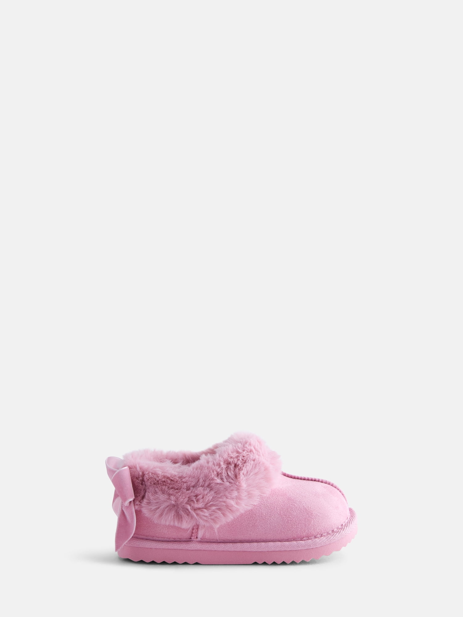 Wonder Nation Baby, Toddler, Little and Big Girls Faux Fur Trim Slippers