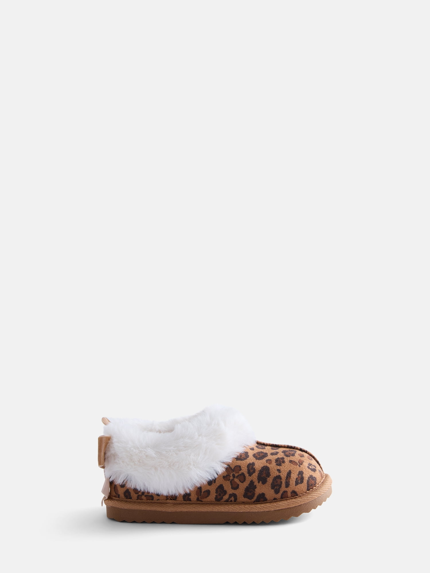 Wonder Nation Baby, Toddler, Little and Big Girls Faux Fur Trim Slippers