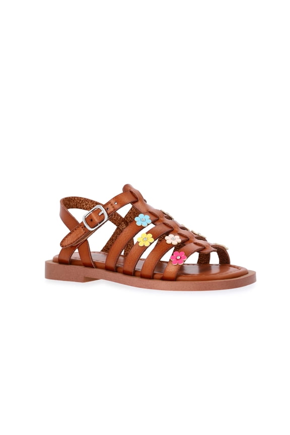 Toddler Girls Floral Faux Leather Fisherman Sandals