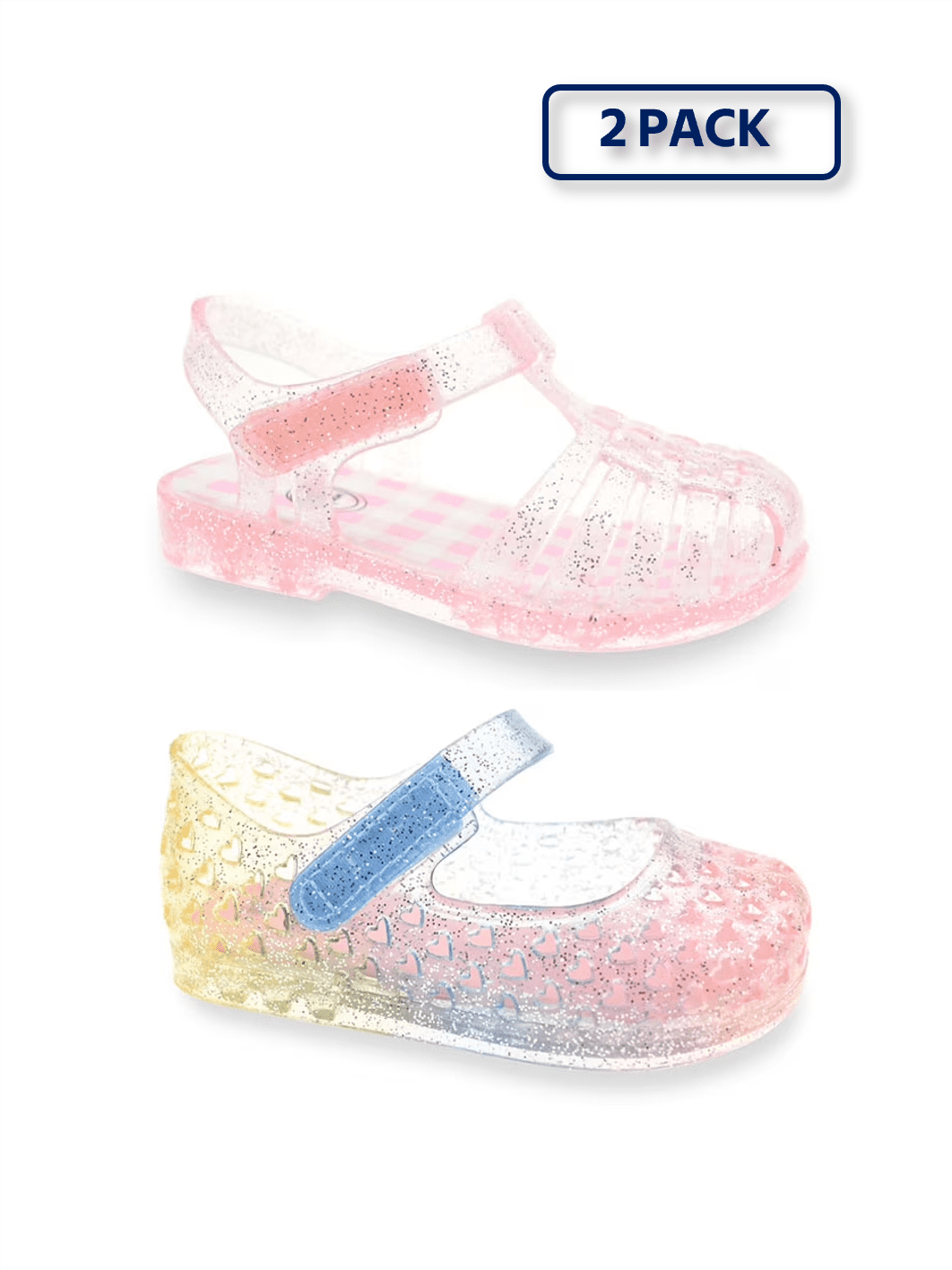 Wonder Nation Baby and Toddler Girls 2 Pack Jelly Sandal