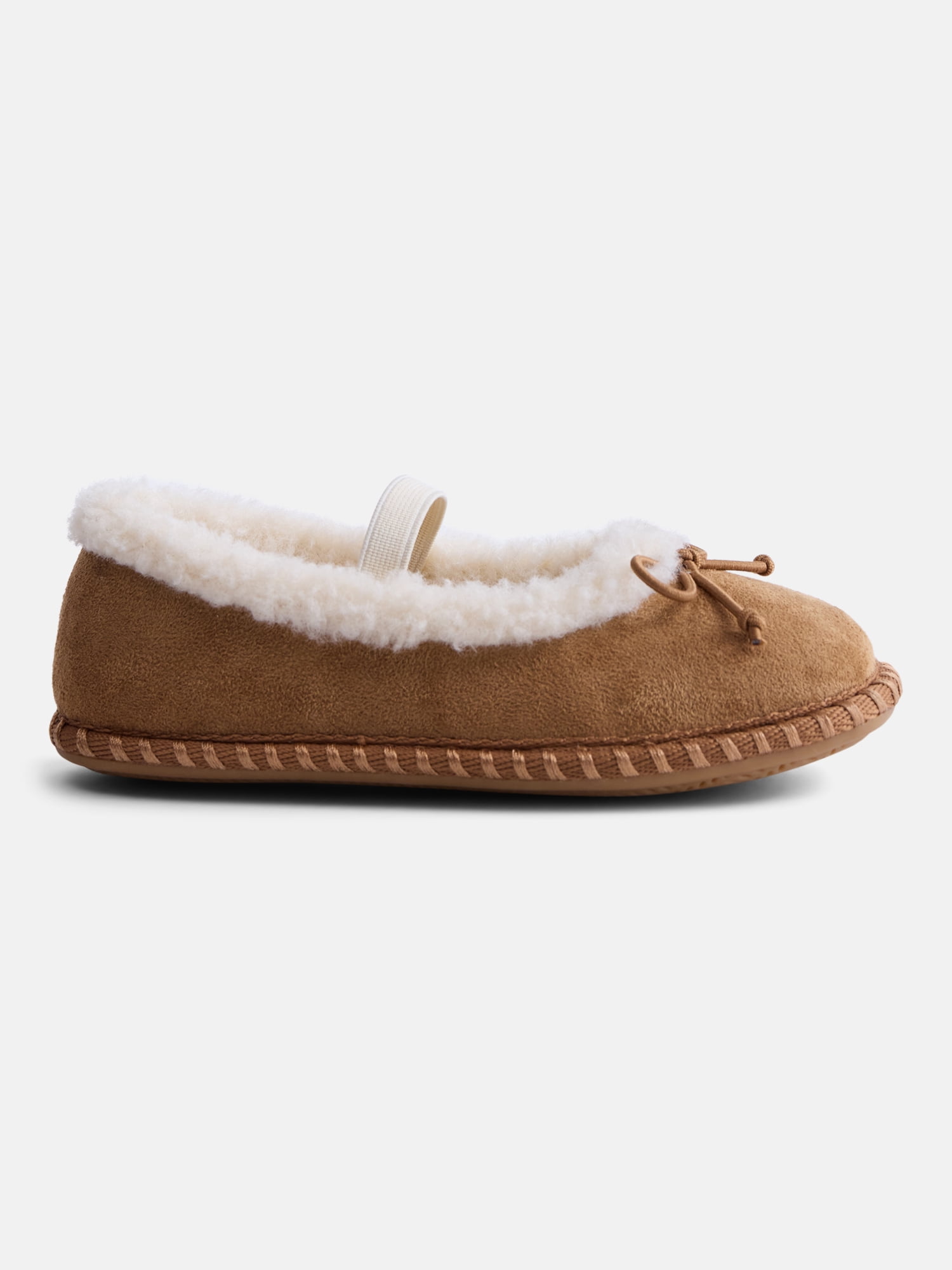 Wonder Nation Toddler Girls Faux Suede Whipstitch Ballet Shoes