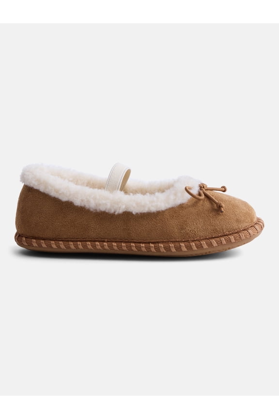 Toddler, Little and Big Girls Faux Suede Whipstitch Ballet Shoes