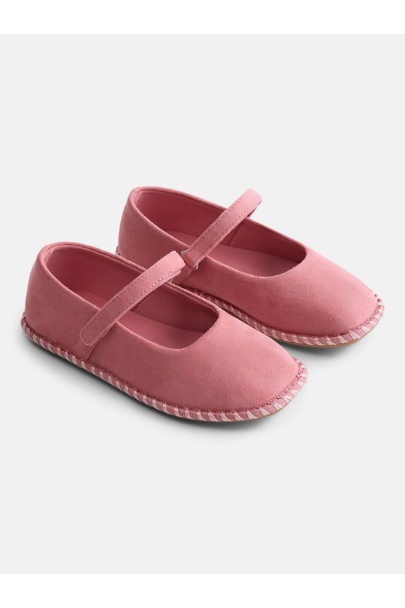 Toddler, Little and Big Girls Faux Suede Whipstitch Ballet Shoes