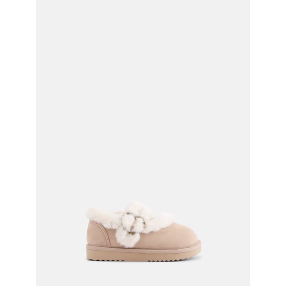Wonder Nation Toddler, Little and Big Girls Faux Shearling Mary Jane Slippers