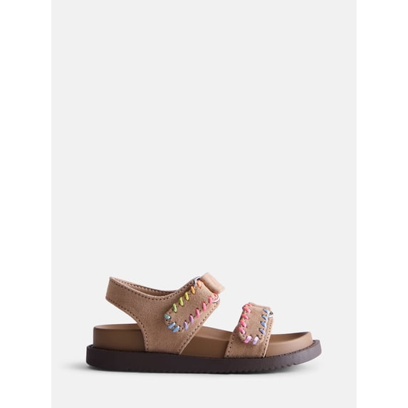 Wonder Nation Toddler, Little, and Big Girls Rainbow Stitch Sandals