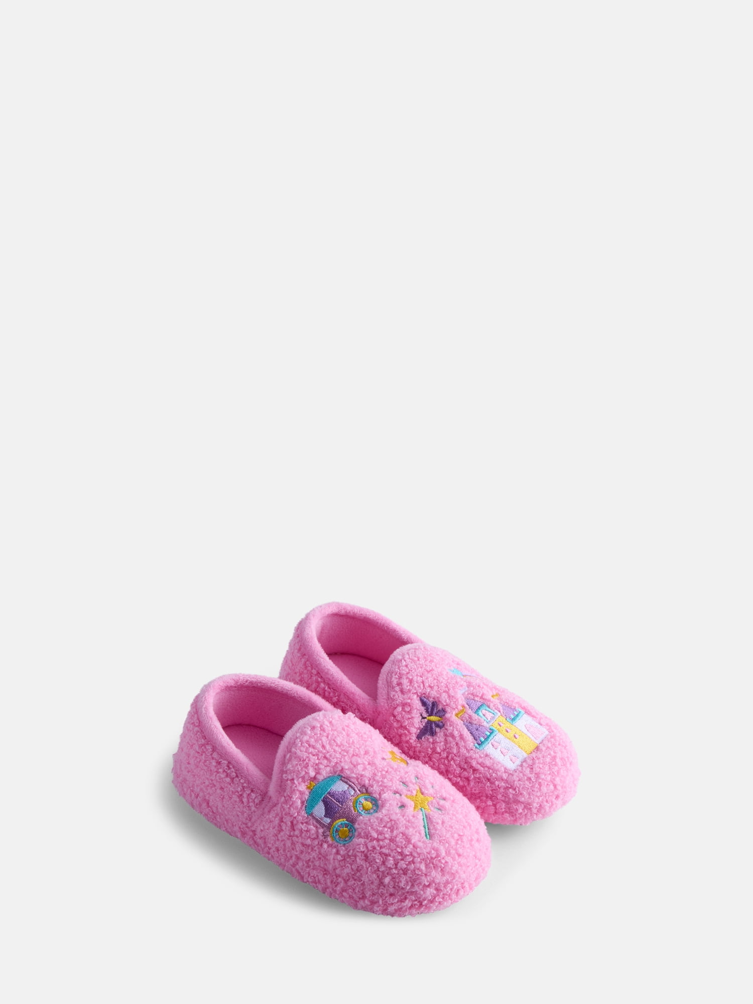 Wonder Nation Toddler Girls Embroidered Castle Slippers