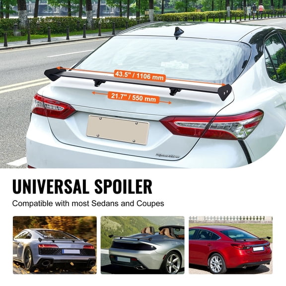 GT Wing Car Spoiler,43.3"Universal Spoiler with Single Deck,Adjustable Lightweight Aluminum,Car Rear Spoiler Wing,Racing Spoiler BGW/JDM Drift Black
