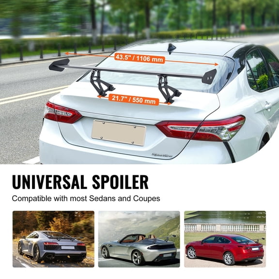 GT Wing Car Spoiler,43.3"Universal Spoiler with Single Deck,Adjustable Lightweight Aluminum,Car Rear Spoiler Wing,Racing Spoiler BGW/JDM Drift Black