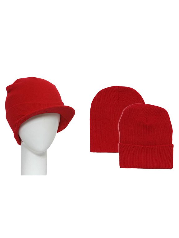 GT Winter Kit - Cuffed Beanie Visor + Long & Short Beanie - Red