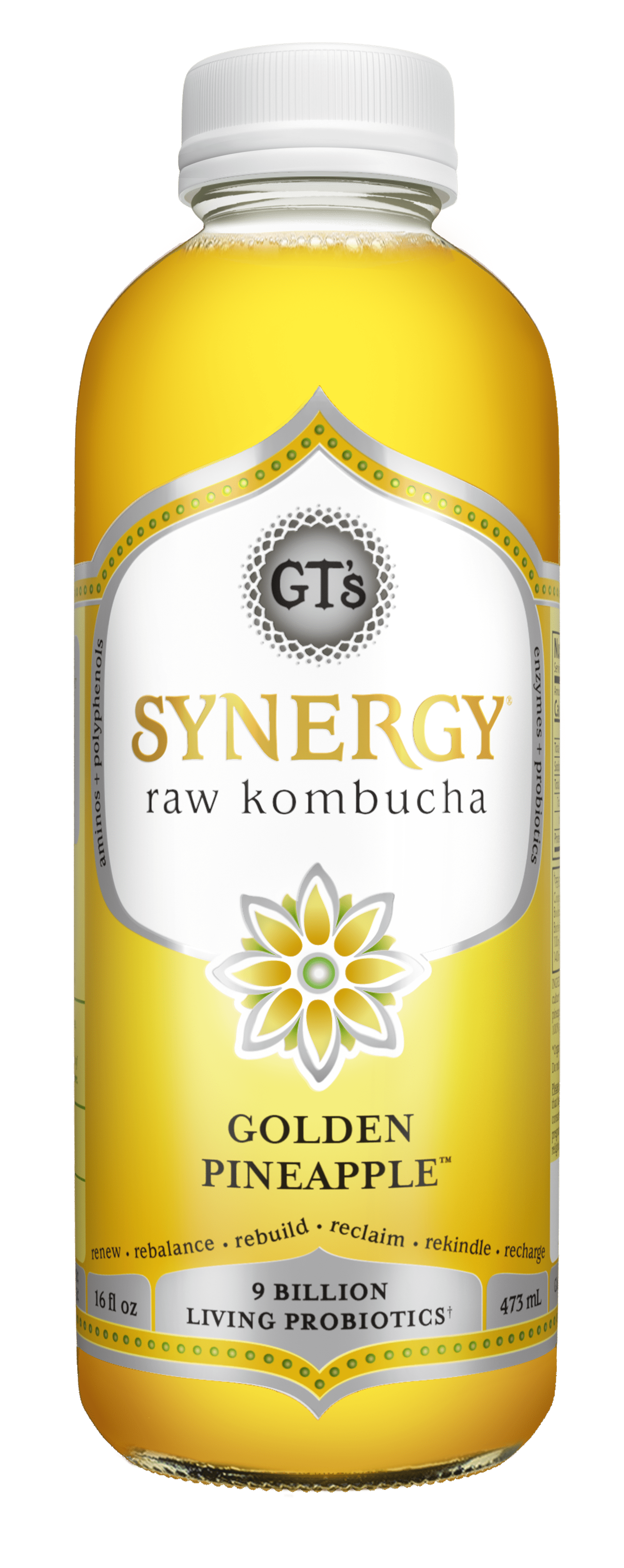 GT's Organic Golden Pineapple Kombucha, Refrigerated, 16 fl oz