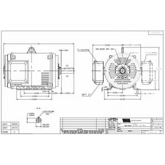 GT0077 Marathon 50 hp 1800 RPM 326T Frame 230/460V Open Drip Marathon Electric Motor