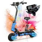 GT08 Electric Scooter for Adult 5600W Dual Drive, Top Speed 50MPH,46Miles Long Range,60V 27AH Foldable Escooter 11" Off-Road Vacuum Tires E-Scooter with Seat