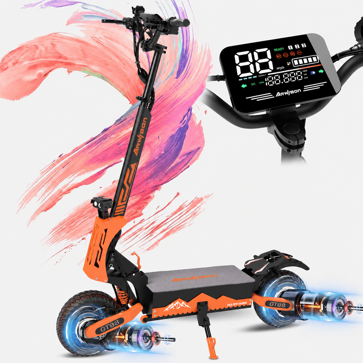 EOEOTWO GT08 5600W Dual Motor Electric Scooter for Adults, 50 MPH Fast All-Terrain E-Scooter with 46 Miles Range, 11" Off-Road Tires, Foldable, UL2272 Certified