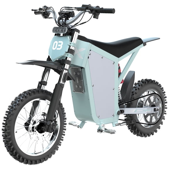 GT16 3000W Electric Bike for Teens & Adults, 30+MPH EBike with 52V 25Ah Removable Battery, Mid-Drive Motor, 14" Off-Road Tires, UL2849, Blue