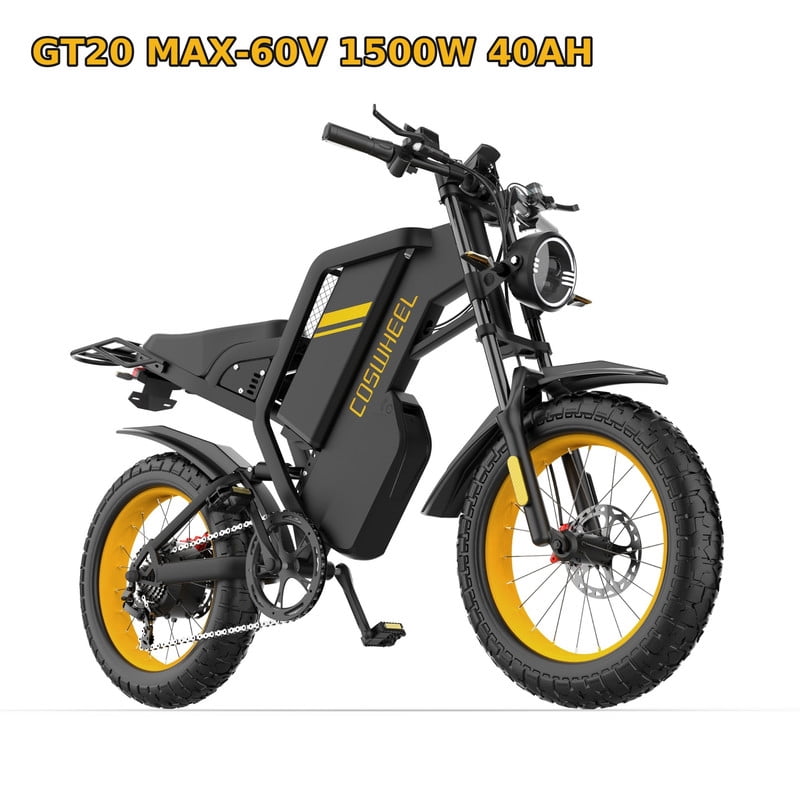 GT20Max Electric Bike for Adults 1500W Motor 60V 40Ah Removable Battery 20x4.0 Tires Dual Suspension Hydraulic Brakes LCD Display UL2849 Certified