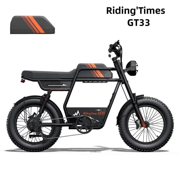 GT33 Riding'times Electric Bike with Extra 27AH Battery, Max 34MPH Ebike for Adults