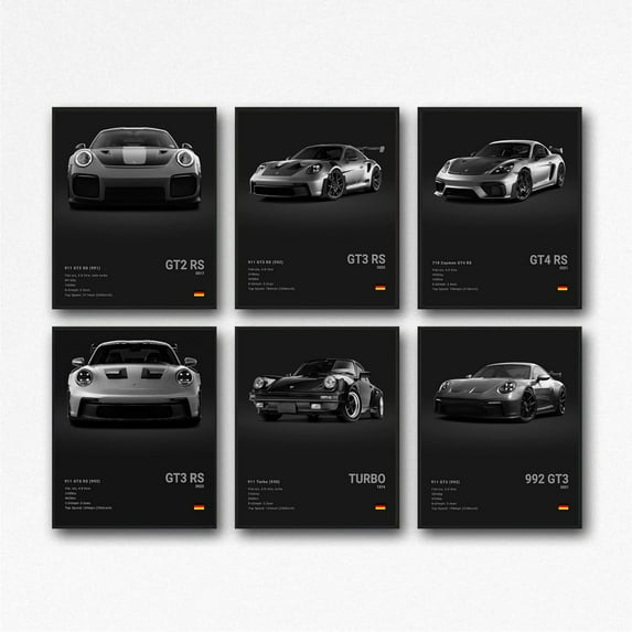GT3RS Poster Car Posters Racing Car Canvas Wall Art Vintage Super Car Poster For Boy's Bedroom Aesthetic (Unframed 8x12 Inch)