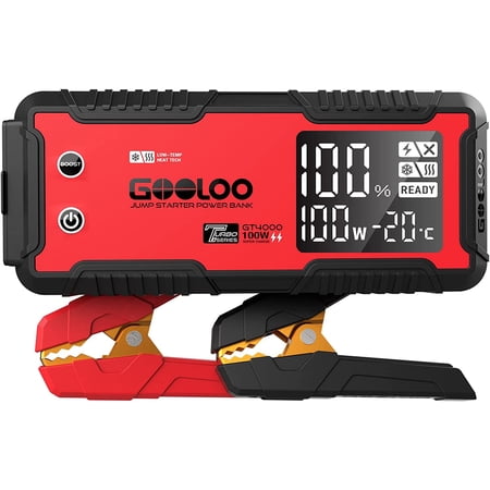 GT4000 Car Jump Starter 4000A 100W Fast-Charging 12V SuperSafe Portable Battery Booster Pack with -40? Pre-Heating Tech, Auto Jump Box Jumper Cables for 10L Diesel and 12L Gas Engine