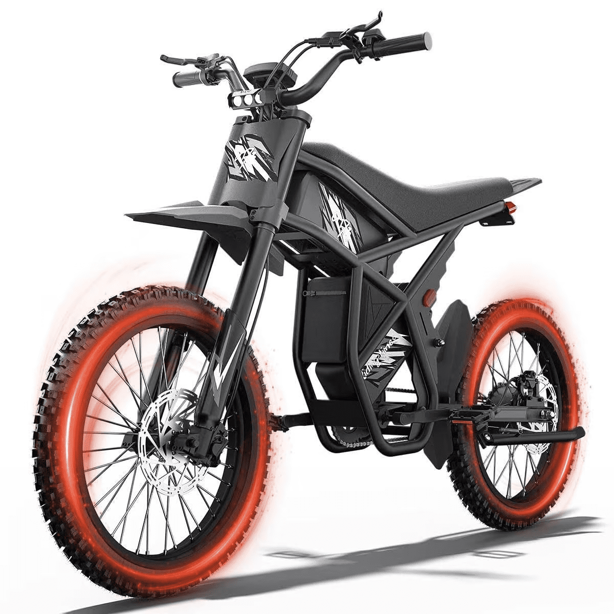 Ridingtime GT73 30+MPH Electric Dirt Bike, 2400W Motor, 48V/36Ah, 68-155 Mile Range, Hydraulic Suspension, 25" Off-Road Dirt Tires, UL2849
