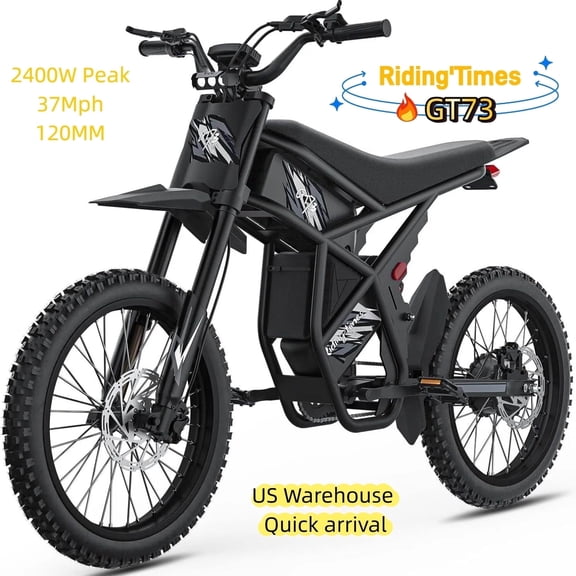 Riding'times GT73 Electric Dirt Bike for Adults,2400W Motor 37 MPH High-Speed, 25" Fat Tires & Dual Removable Battery (48V18.2AH*2)| Ebike dirt bicycles