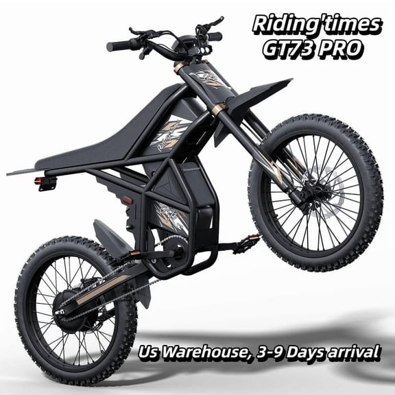 GT73Pro Electric Dirt Bike for Adults,3000W(Peak) Electric Bike with 60V 36AH Removable Battery ,50MPH Speed 85+Mile Range UL2849