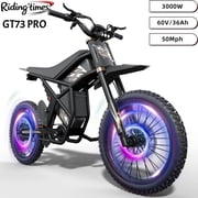GT73Pro Electric Dirt Bike for Adults,3000WPeak Electric Bike with 60V 36AH Removable Battery ,50MPH Speed 85+Mile Range UL2849