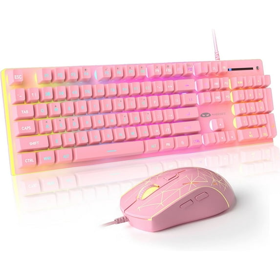 GT838 Gaming Keyboard and Mouse Combo, 104 Keys RGB Backlit Quiet Wired ...