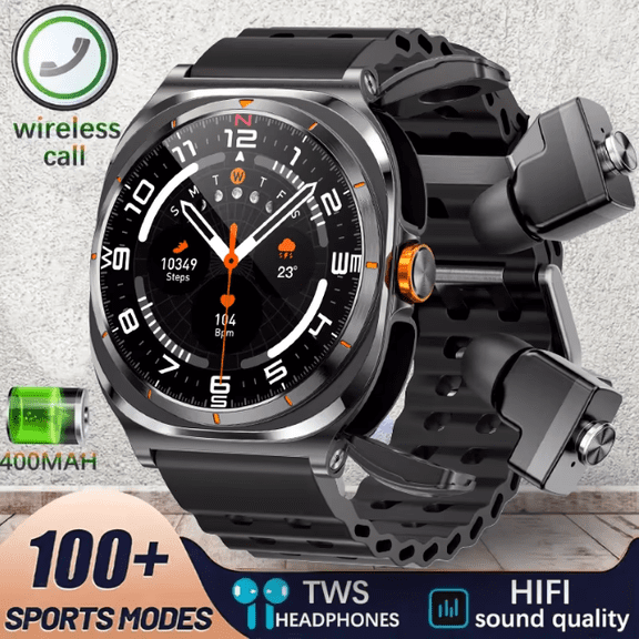 GT98 2-in-1 Smart Watch with TWS Earbuds 1.53 Inch Full Touch Screen IP67 Waterproof Fitness Watch Support Bluetooth Call
