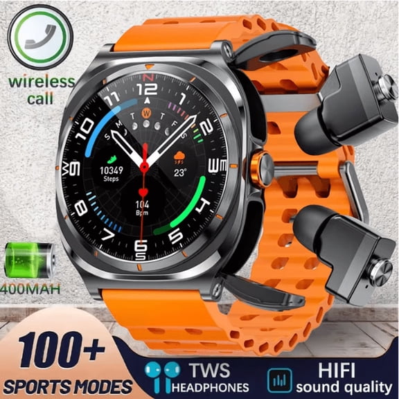 GT98 2-in-1 Smart Watch with TWS Earbuds 1.53 Inch Full Touch Screen IP67 Waterproof Fitness Watch Support Bluetooth Call
