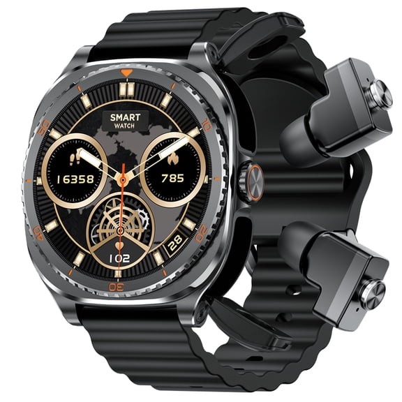 GT99 2 in 1 Smart Watch Built-in Wireless Earbuds 1.53" HD Touch Screen NFC IP67 Waterproof Long Standby Fitness Watch Compatible Android iOS