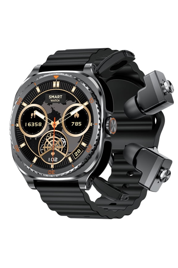 GT99 2 in 1 Smart Watch Built-in Wireless Earbuds 1.53" HD Touch Screen NFC IP67 Waterproof Long Standby Fitness Watch Compatible Android iOS