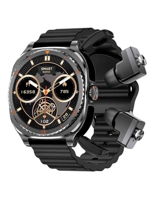 GT99 2 in 1 Smart Watch Built-in Wireless Earbuds 1.53" HD Touch Screen NFC IP67 Waterproof Long Standby Fitness Watch Compatible Android iOS