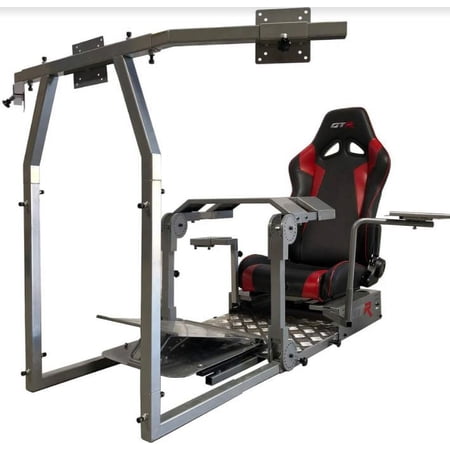 GTA-Pro Model Silver Frame Black/Red Seat, large monitor stand