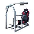 thumbnail image 1 of GTR Racing Simulator GTAF-S-S105LBLKRD - GTA-F Model (Silver) Triple or Single Monitor Stand with Black/Red Adjustable Leatherette Seat, Racing Simulator Cockpit gaming chair Single Monitor Stand, 1 of 9