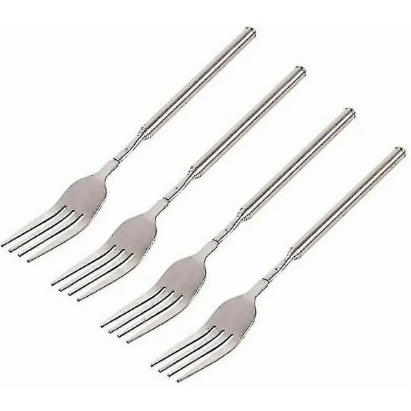 GTB 4 Pcs Telescopic Fork Extendable Long Handle Fork Barbecue Toasting Dinner