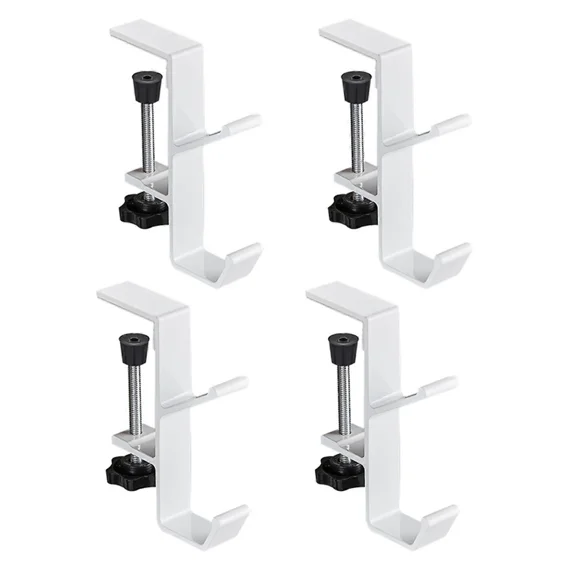 GTB 4pcs Clamp-On Utility Hook for Handbags Backpack - Under Table Mount Holder Bag Hanger, Table Organizer for School & Office