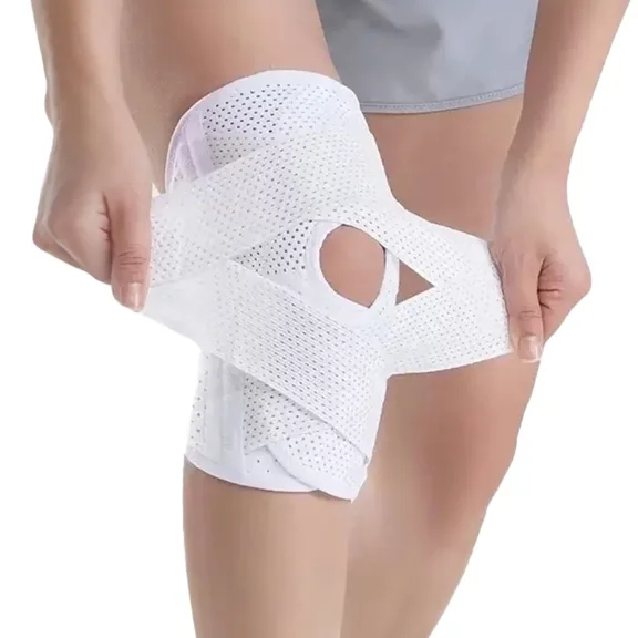 GTB Galvaran Knee Brace With Side Stabilizers For Meniscal Tear Knee Pain Acl Mcl Arthritis Injuries Recovery, Breathable Adjustable Knee Support-white