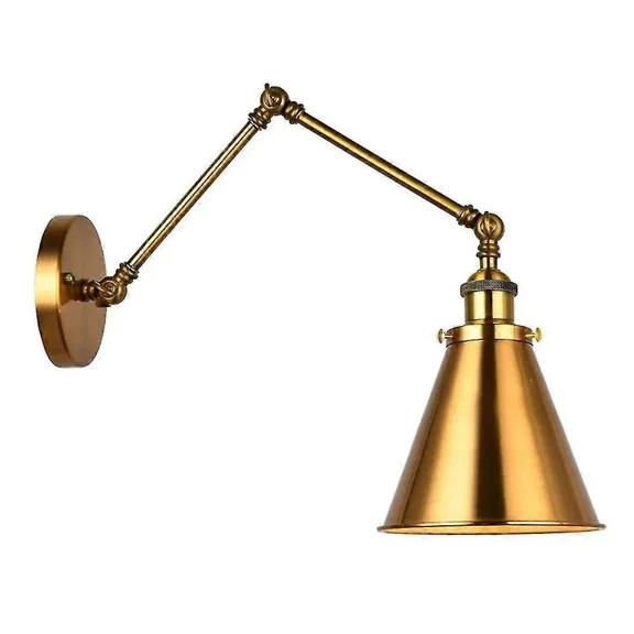 GTB Industrial Wall Sconce Light Brass Cone Shade Wall Light With Adjustable Arm For Indoor Home Bar War