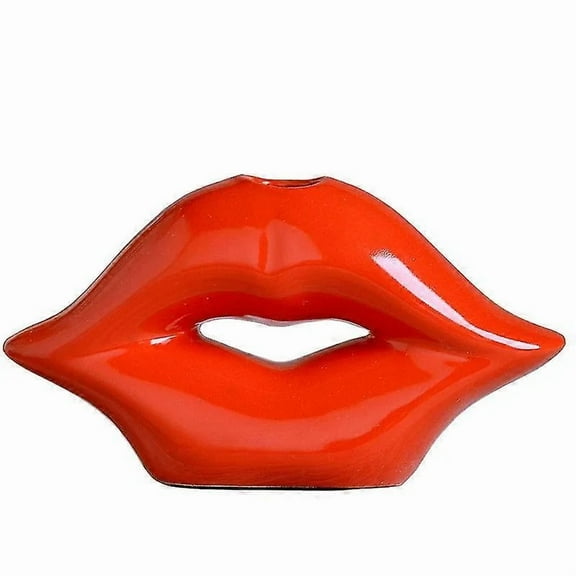 GTB Red Lips Vase Simple Creative Ceramic Vase Decoration European(1 Pcs, Red)